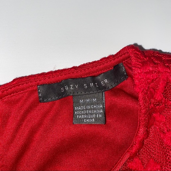 SUZY SHIER DEEP RED SLEEVELESS WITH SHEER V NECK - Picture 2 of 5